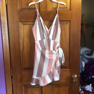Pink black and white mini dress